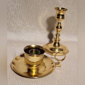 Set of Two Baldwin Solid Brass Candlesticks